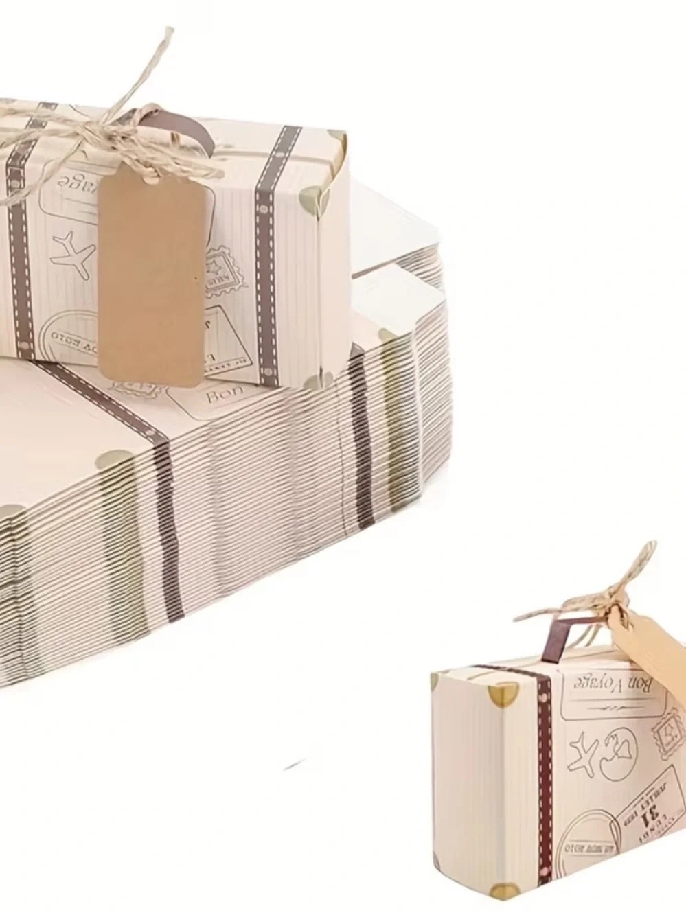 100-Piece Set! 25 Mini Suitcase Treat Boxes Travel Party Favors with Tags NWT